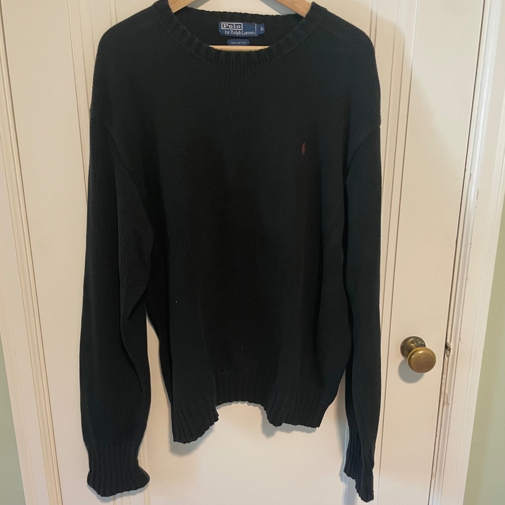 Polo Ralph Lauren Crewneck Sweater XL Black w Red Pony